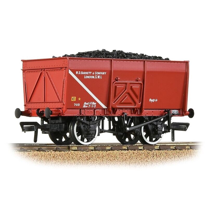 Bachmann  37-429 16T Steel Slope-Sided Mineral Wagon 'WD Barnett & Co.' Red [WL]