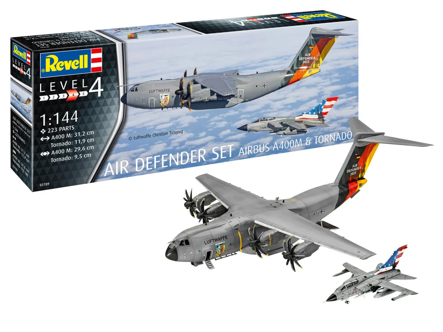 Revell 03789 Air Defender Set (Airbus A400M - Tornado) 1:144 Scale Plastic Model Kit