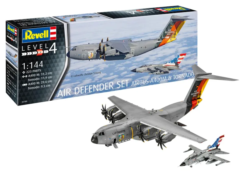Revell 03789 Air Defender Set (Airbus A400M - Tornado) 1:144 Scale Plastic Model Kit