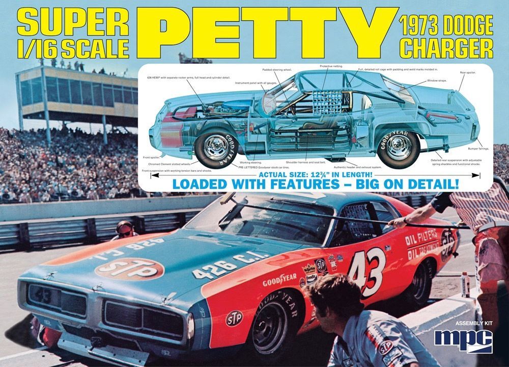 MPC 938 Richard Petty 1973 Dodge Charger 1:16 Scale Plastic Model Kit