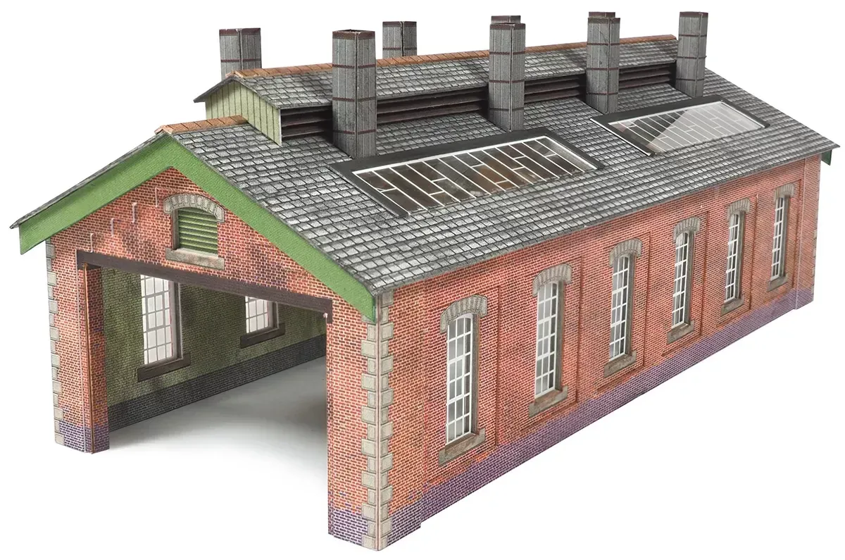 Metcalfe PN913 N Scale Red Brick Double Track Engine Shed Card Kit