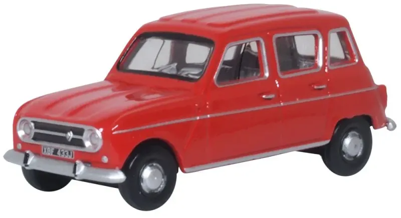 Oxford Diecast Renault 4 Red (76RN002) 1:76 (OO) Scale Model