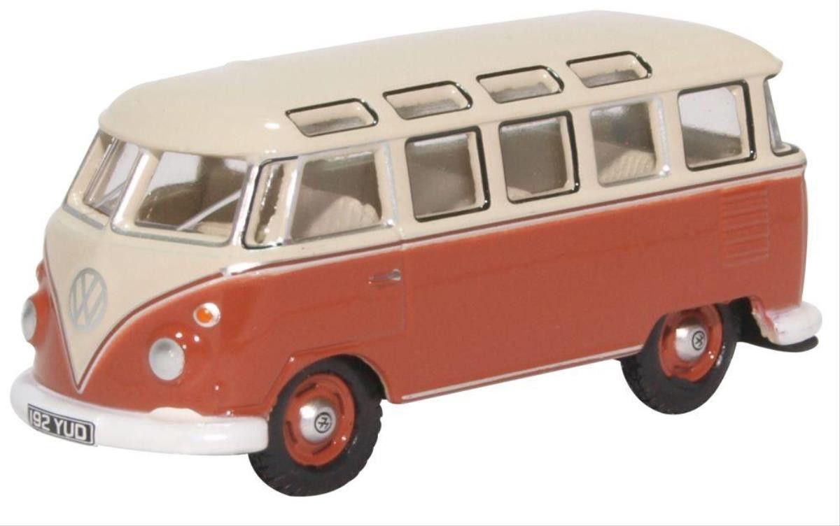 Oxford Diecast VW T1 Samba Bus Sealing Wax Red/Beige Grey (76VWS001) 1:76 (OO) Scale Model