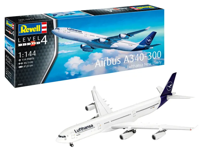 Revell 03803 Airbus A340-300 “Lufthansa" New Livery 1:144 Scale Plastic Model Kit