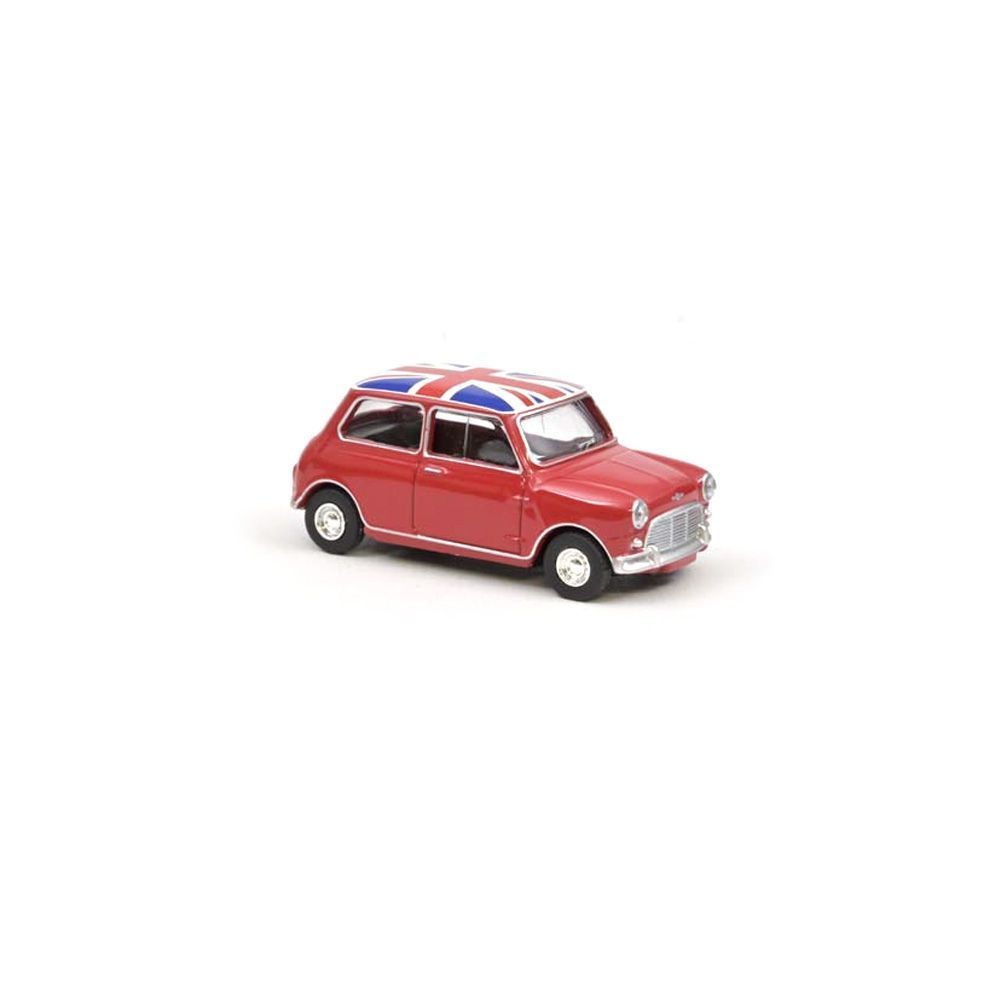 Norev 310521 1964 Mini Cooper S -Tartan Red with Flag on Roof 1:54 Scale Diecast Model