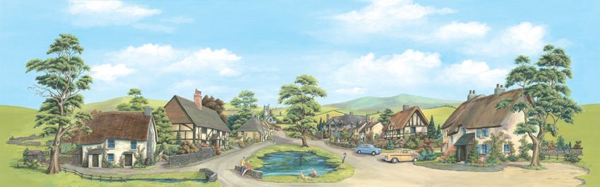 Peco SK-15 Large Village Backscene Multiscale