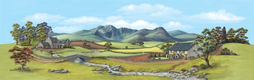 Peco SK-24 Large Country with River Backscene  Multiscale