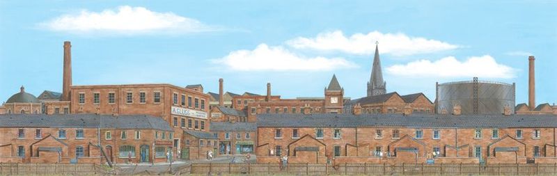 Peco SK-25 Large Old Industrial Town Centre Backscene Multiscale