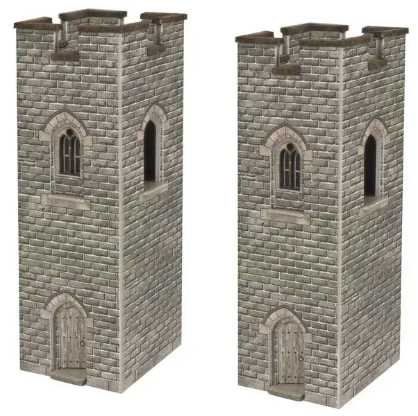 Metcalfe PN192 N Scale Castle Watch Towers Card Kit