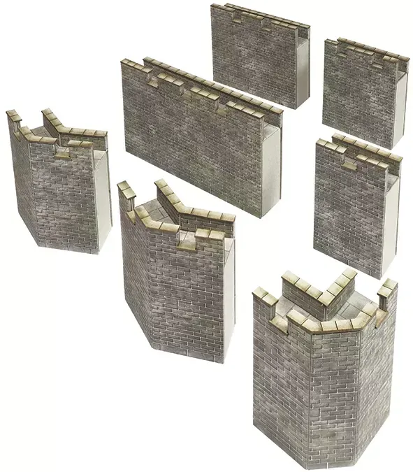 Metcalfe PN193 N Scale Castle Curtain Walls Card Kit