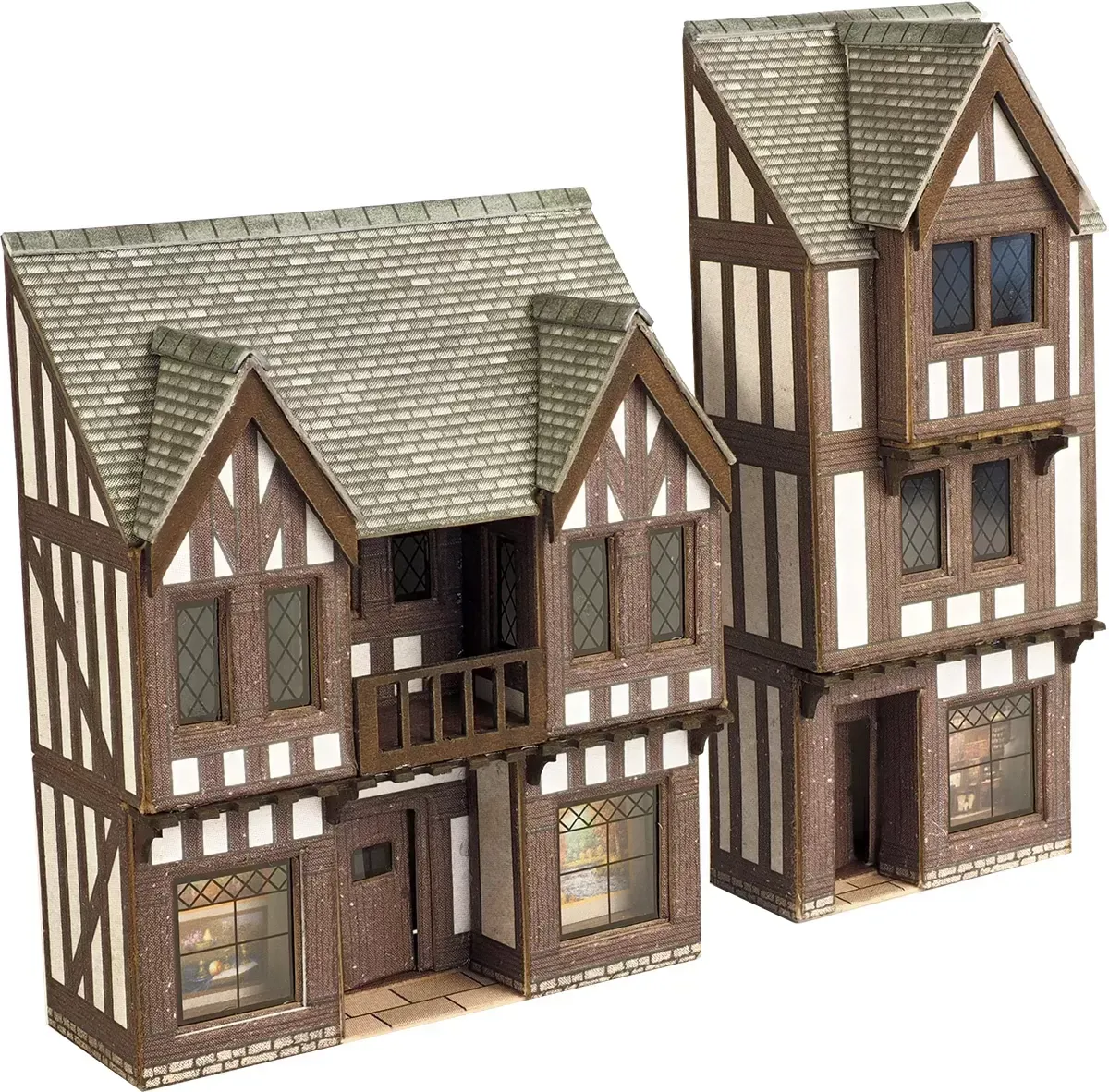 Metcalfe PN190 N Scale Low Relief Timber Framed Shops Card Kit