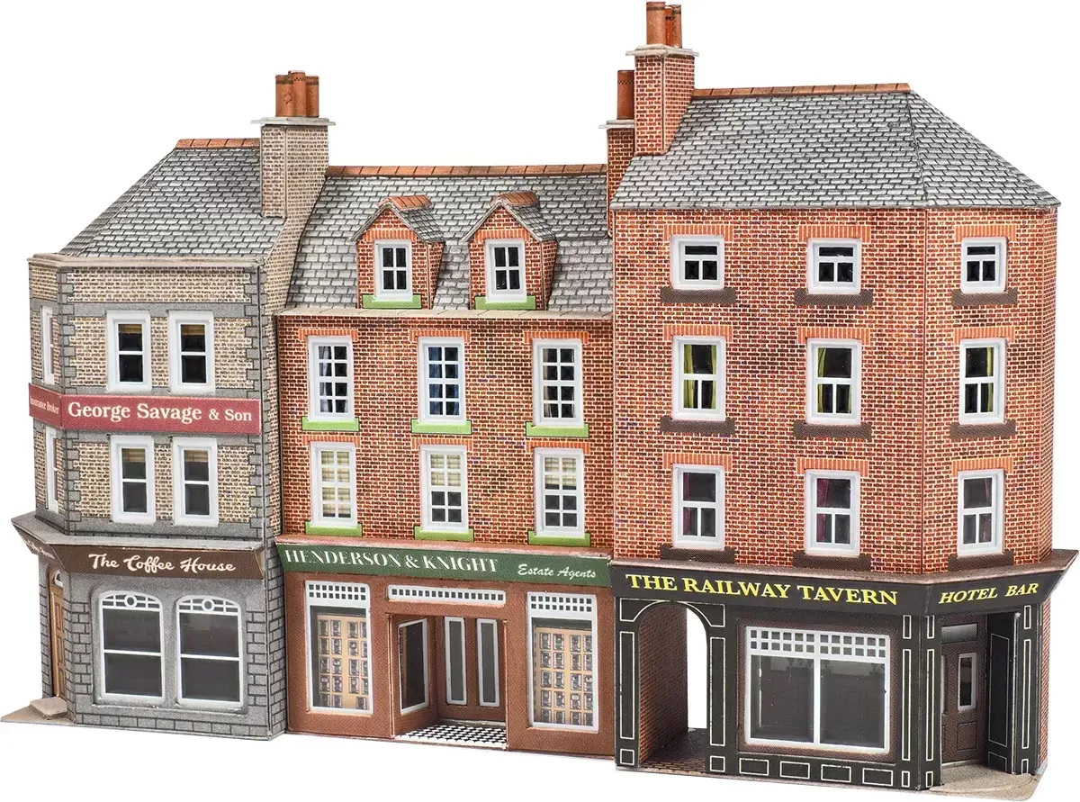 Metcalfe PN972 N Scale Low Relief Pub & Shops Card Kit