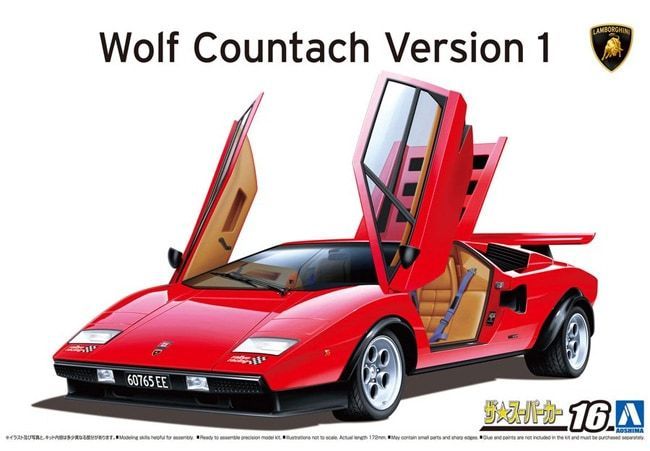 Aoshima 063361 Lamborghini Wolf Countach Version 1 1:24 Scale Plastic Model Kit