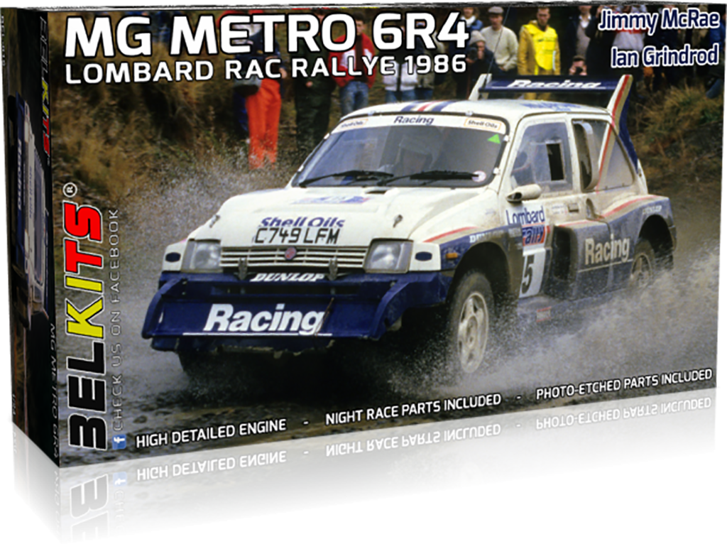 BELKITS BEL016 Mg Metro 6R4 Lombard Rac Rally86 J.Mcrae I.Grinrod 1:24 Scale Plastic Model Kit