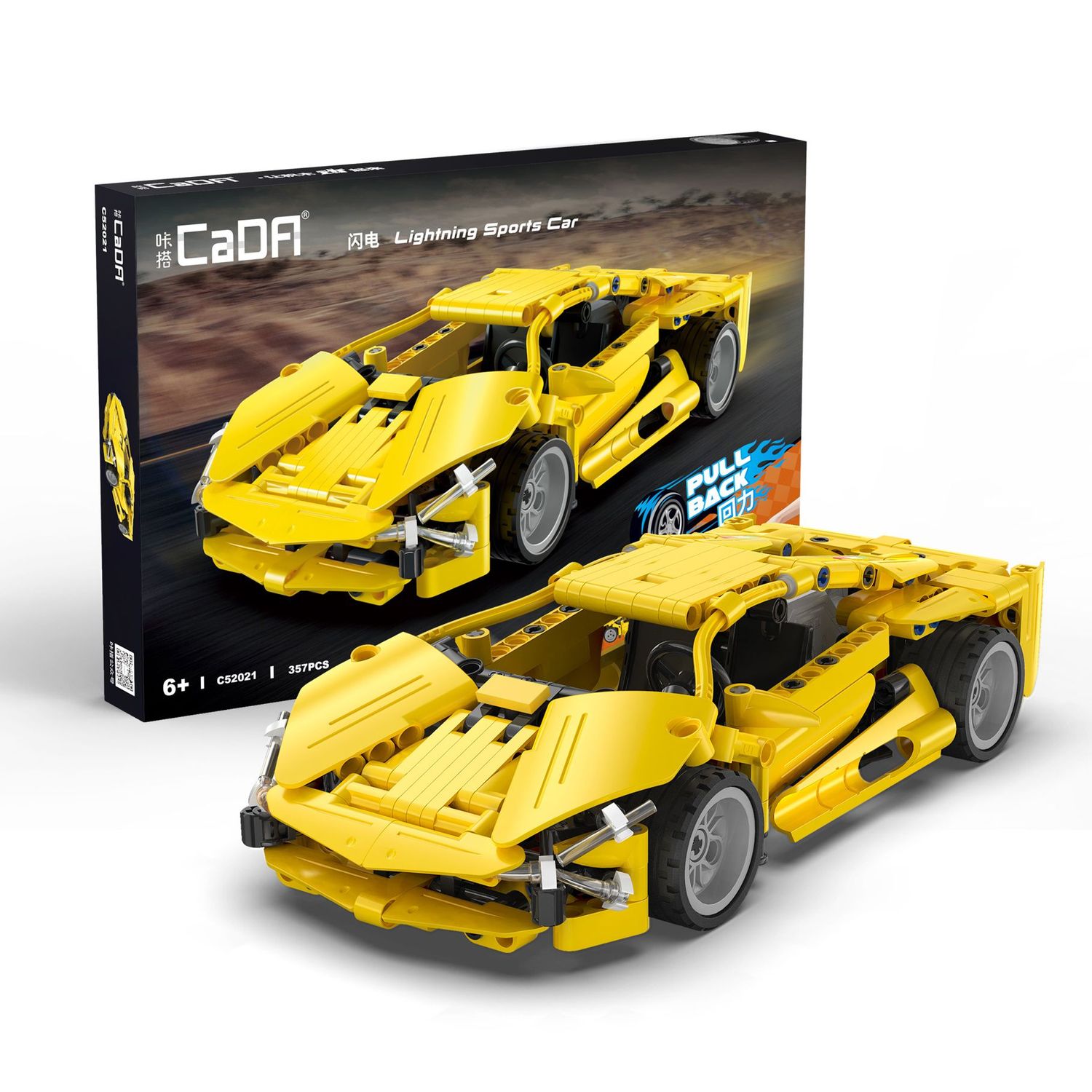 CaDA C52021W 1:18 Scale Pull back racing car - 357pcs Plastic Brick Construction Kit