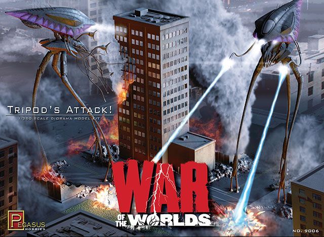 Pegasus 9006 War of the Worlds Alien Tripods Attack Diorama 1:350 Scale Plastic Model Kit