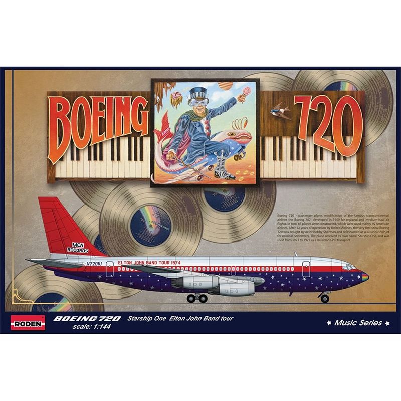 Roden 315  Boeing 720 'The Starship' Elton John Private Aircraft USA 1974 1:144 Scale Plastic Model Kit