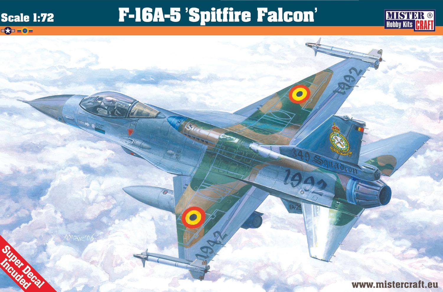 MisterCraft D-03 F-16A-5 Spitfire Falcon 1:72 Scale Plastic Model Kit