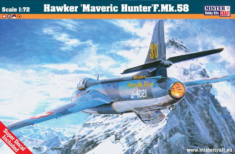 MisterCraft D-11 Hawker Maveric Hunter F.Mk.58 1:72 Scale Plastic Model Kit