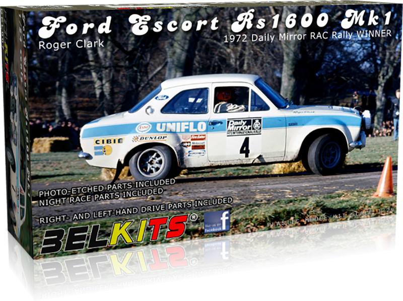 BELKITS BEL007  Ford Escort MkI Rally 1972 R Clark 1:24 Scale Plastic Model Kit