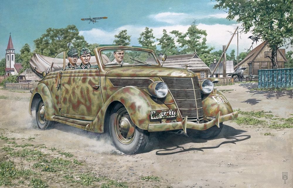 Roden 820 German Army Ford V8-G81 Cabriolet Staff Car 1:35 Scale Plastic Model Kit