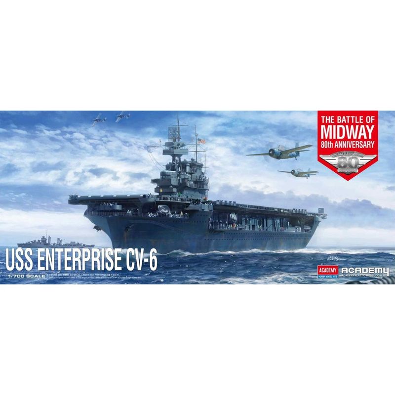 Academy 14409 US Navy USS Enterprise CV-6 Battle of Midway Aircraft Carrier Ship 1:700 Scale Plastic Model Kit