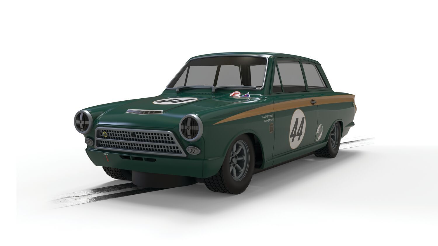Scalextric C4540 Ford Lotus Cortina - Goodwood 2023 - Andrew Jordan + David Dickenson Slot Car
