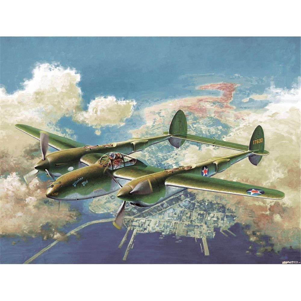 Academy 12208 US Air Force P-38F Glacier Girl Fighter Aircraft 1:48 Scale Plastic Model Kit