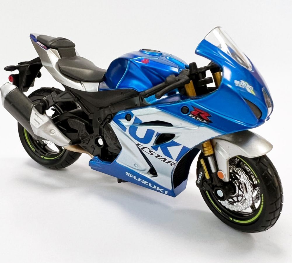 Bburago 18-51088 Suzuki GSX-R1000 R 2021 Silver/Blue 1:18 Scale Diecast Model