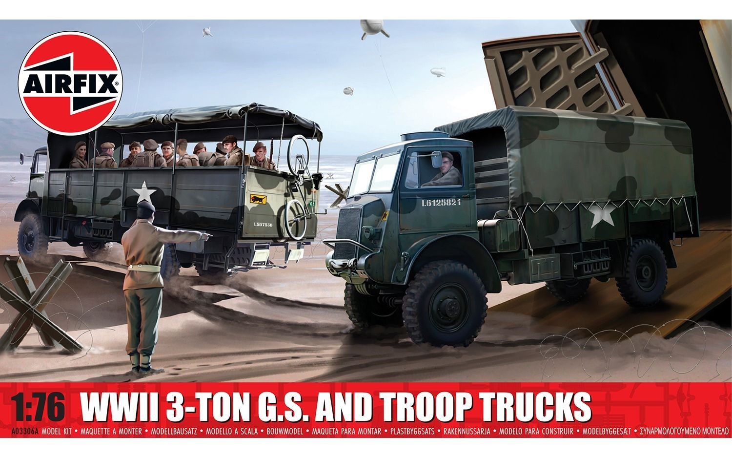 Airfix A03306A WWII 3-Ton G.S. and Troop Trucks 1:76 Scale Plastic Model Kit