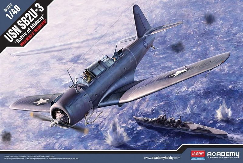 Academy 12324 US Navy SB2U-3 Vindicator Battle of Midway Dive Bomber Aircraft  1:48 Scale Plastic Model Kit