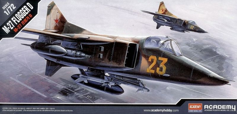 Academy 12455 Soviet Air Force MiG-27 Flogger D Fighter Aircraft 1:72 Scale Plastic Model Kit