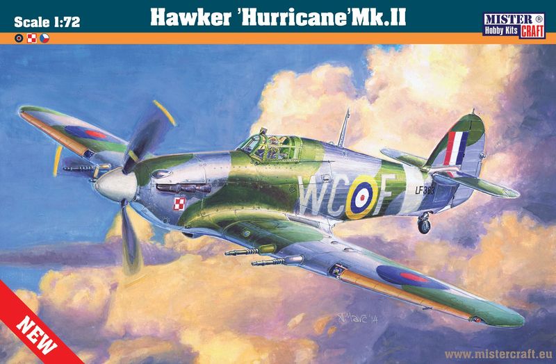 MisterCraft D-208 Hawker Hurricane Mk.IIc 1:72 Scale Plastic Model Kit