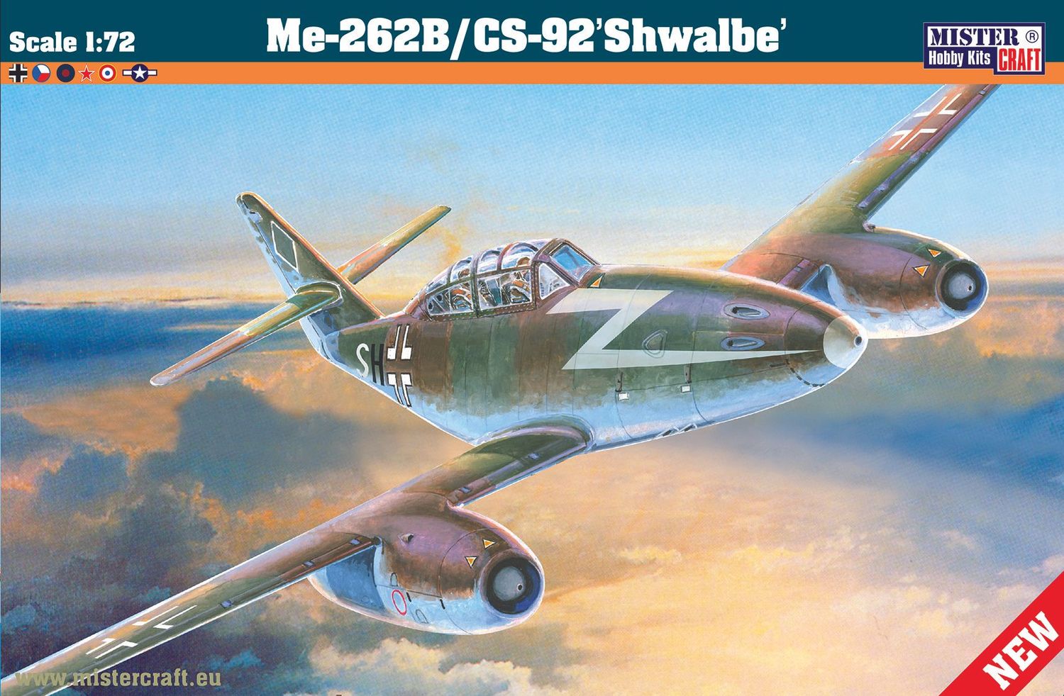 MisterCraft D-215 Me-262B/CS-92 Shwalbe 1:72 Scale Plastic Model Kit