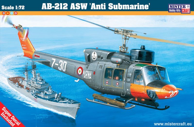 MisterCraft D-57 AB-212 ASW Anti Submarine 1:72 Scale Plastic Model Kit