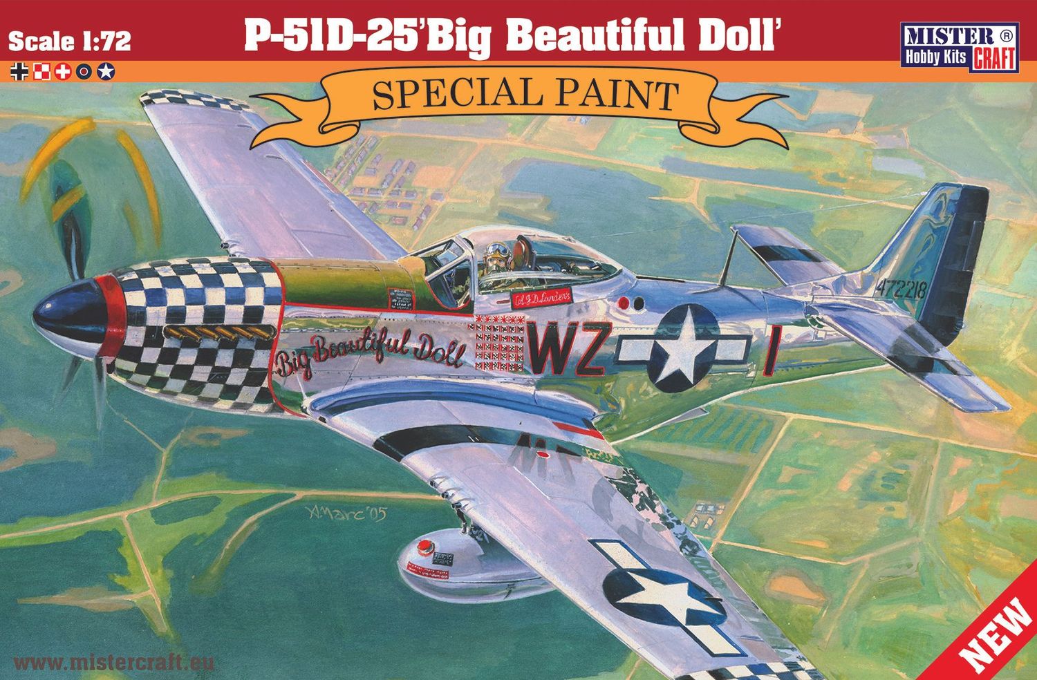 MisterCraft D-270 P-51D Mustang Big Beautiful Doll 1:72 Scale Plastic Model Kit