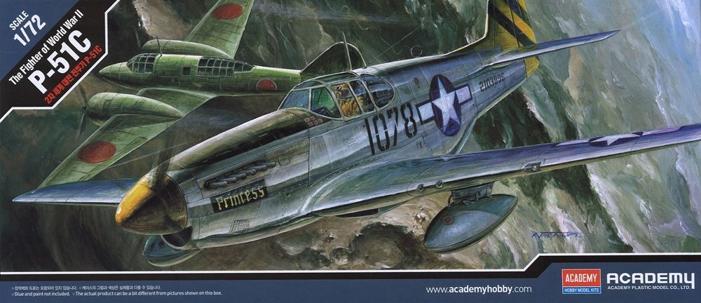 Academy 12441 US Air Force P-51C Mustang Fighter Aircraft 1:72 Scale Plastic Model Kit