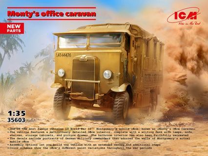 ICM 35603 Monty's Mobile Office Caravan 1:35 Scale Plastic Model Kit