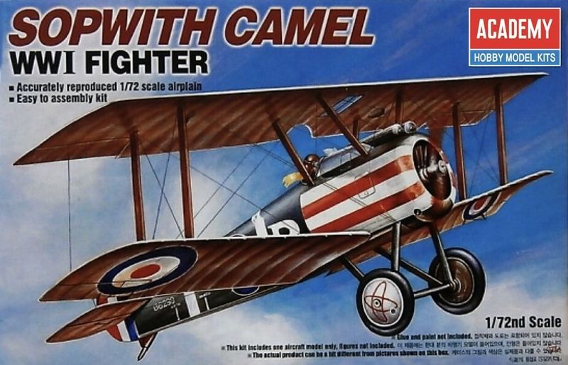 Academy 12447 British Royal Naval Air Service Sopwith Camel WWI Fighter Aircraft 1:72 Scale Plastic Model Kit