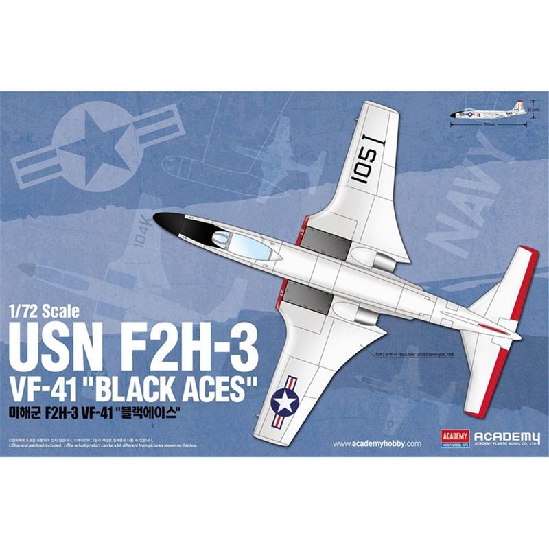Academy 12548 US Navy Banshee F2H-3 VF-41 "Black Aces" Fighter Aircraft 1:72 Scale Plastic Model Kit