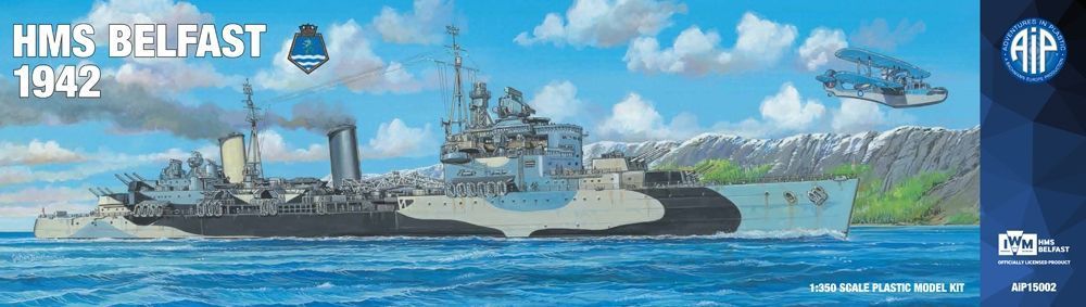 AIP 15002 HMS Belfast 1942 Royal Navy Cruiser 1:350 Scale Plastic Model Kit