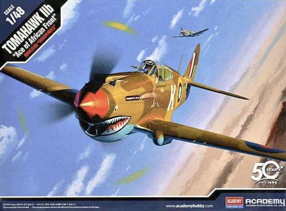Academy 12235 Royal Air Force P-40C Tomahawk IIb African Ace Fighter Aircraft 1:48 Scale Plastic Model Kit