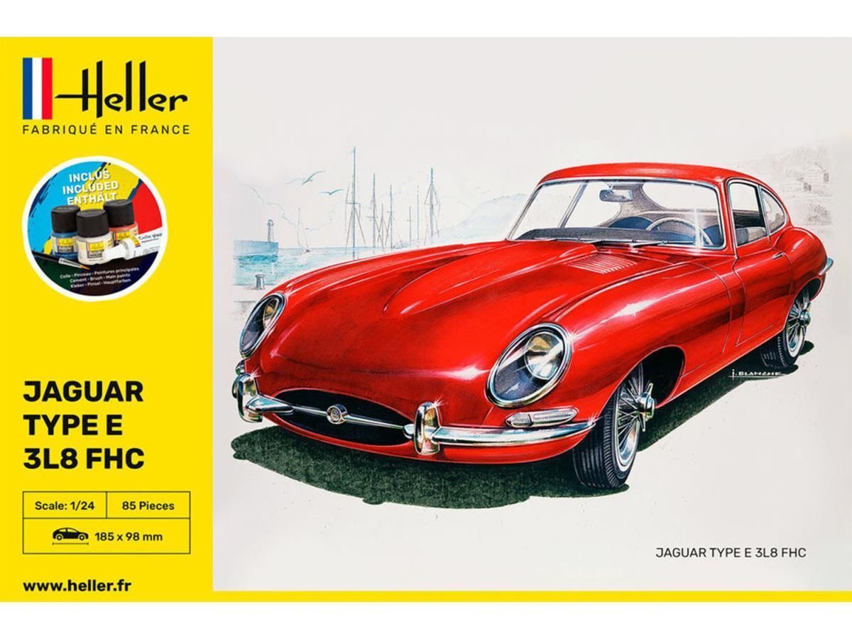 Heller 56709 Jaguar E-Type 3L8 FHC Starter Kit 1:24 Scale Plastic Model Kit