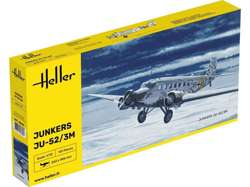Heller 80380 German Junkers Ju-52/3M 1:72 Scale Plastic Model Kit