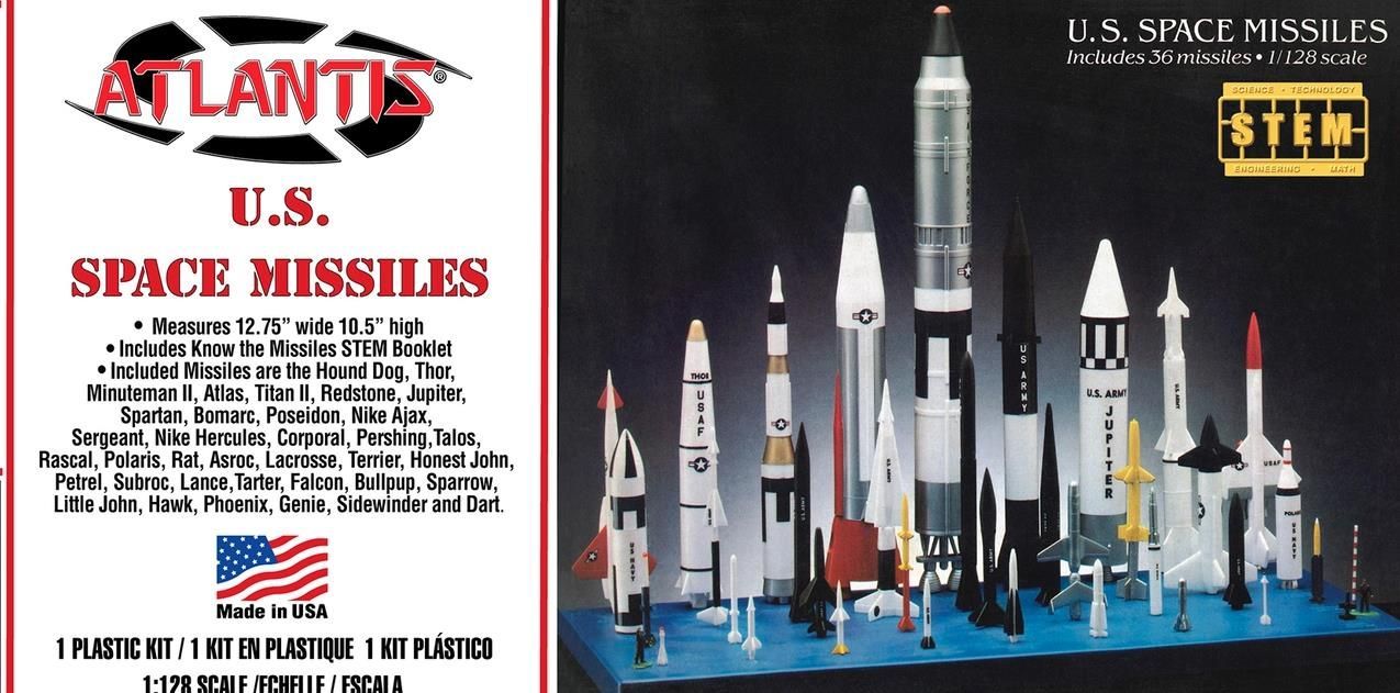 Atlantis AMCM6871 U.S. Space Missiles 36 Missiles 1:128 Scale Plastic Model Kit