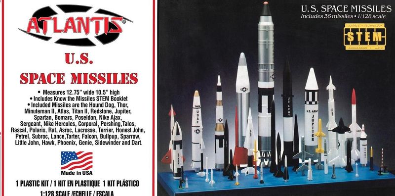 Atlantis AMCM6871 U.S. Space Missiles 36 Missiles 1:128 Scale Plastic Model Kit