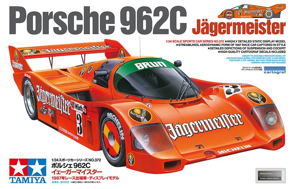 Tamiya 24372 Porsche 962C Jägermeister 1:24 Scale Plastic Model Kit