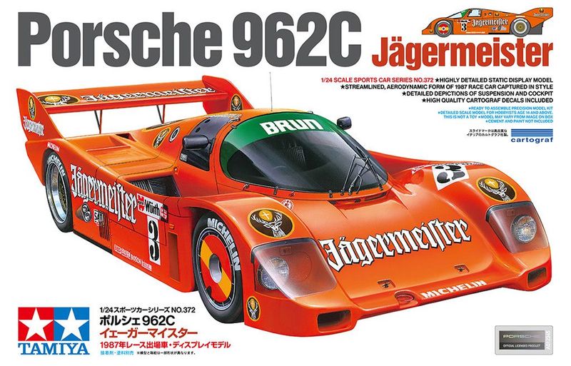 Tamiya 24372 Porsche 962C Jägermeister 1:24 Scale Plastic Model Kit