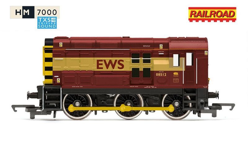 Hornby R30430TXS RailRoad: Class 08 - EWS - 08512 (DCC Sound Fitted) Era 10