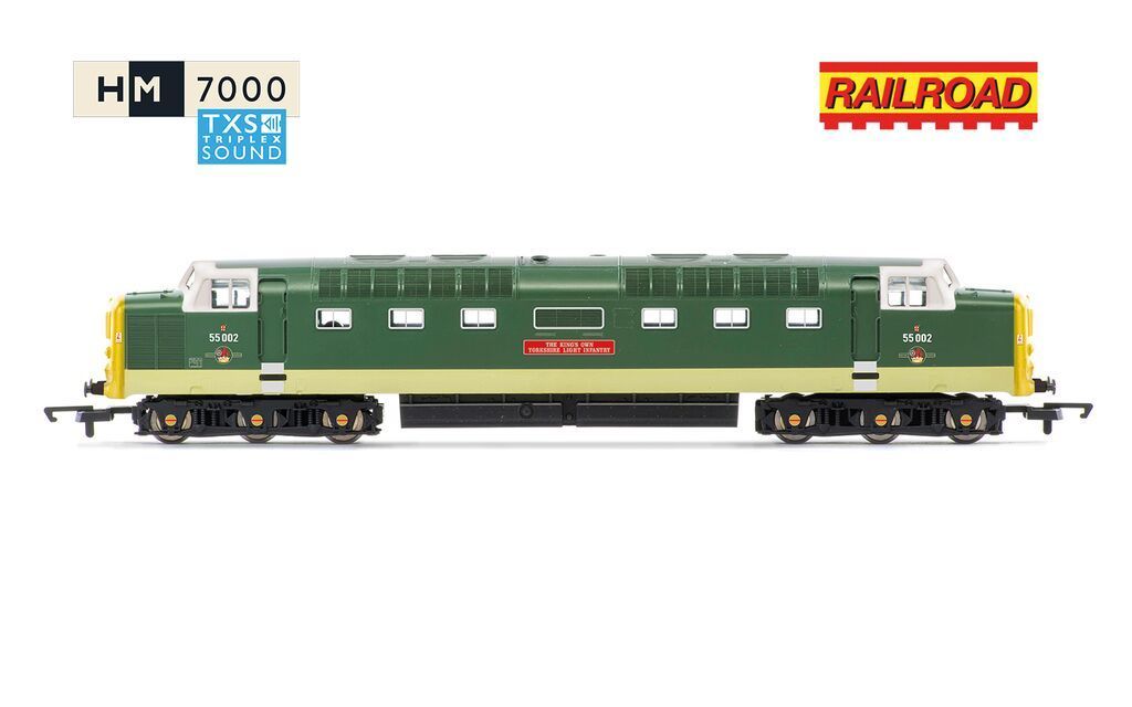 Hornby R30438TXS RailRoad: Class 55 (Deltic) - BR - 55002 'The Kings own Yorkshire Light Infantry' (DCC Sound Fitted)- Era 6